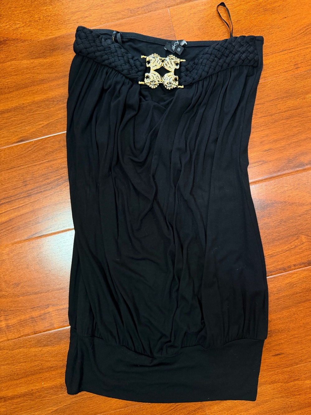 Sky Black Strapless Mini Dress with Swarovski crystals tiger head  Band